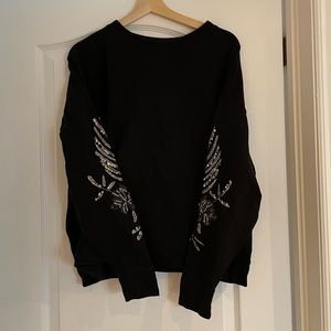 Zara sweater with beading detail on sleeves. Black and size small
